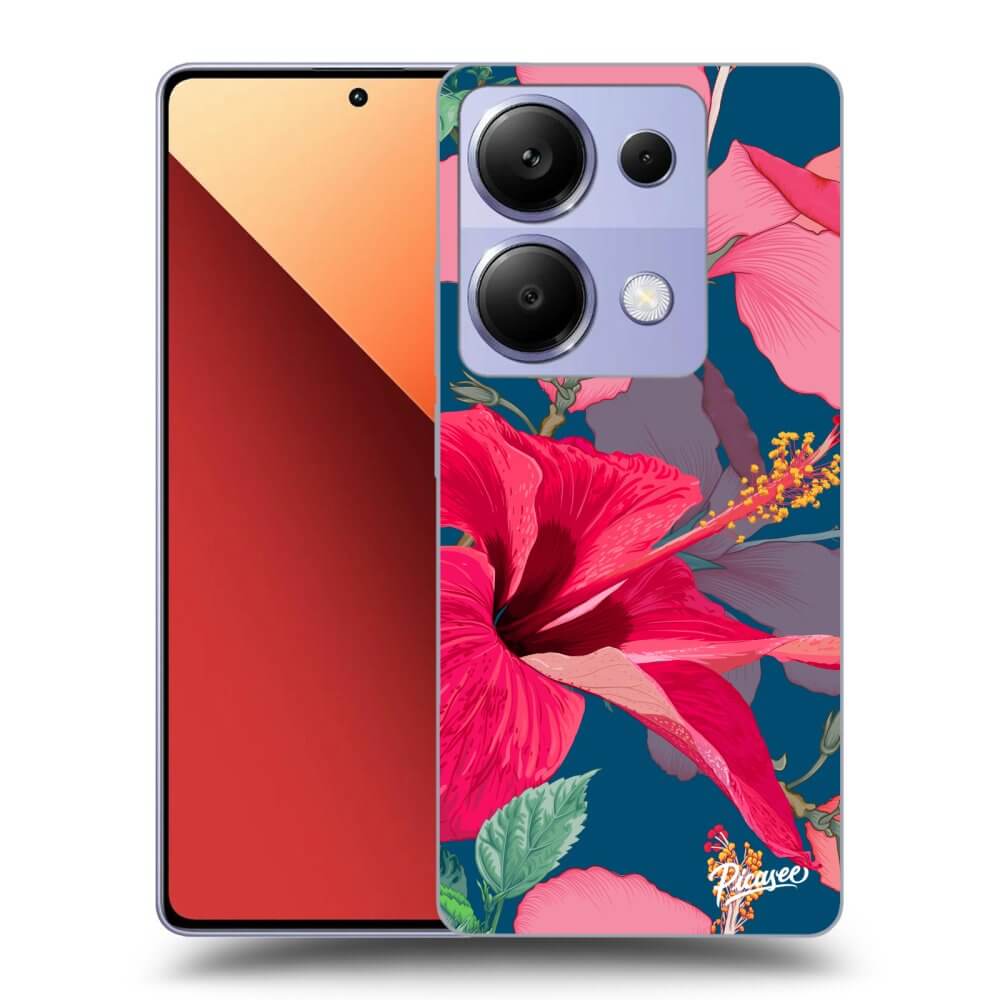 Xiaomi Redmi Note 13 Pro 4G Hülle - Schwarzes Silikon - Hibiscus