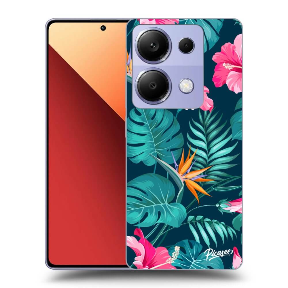 Xiaomi Redmi Note 13 Pro 4G Hülle - Transparentes Silikon - Pink Monstera