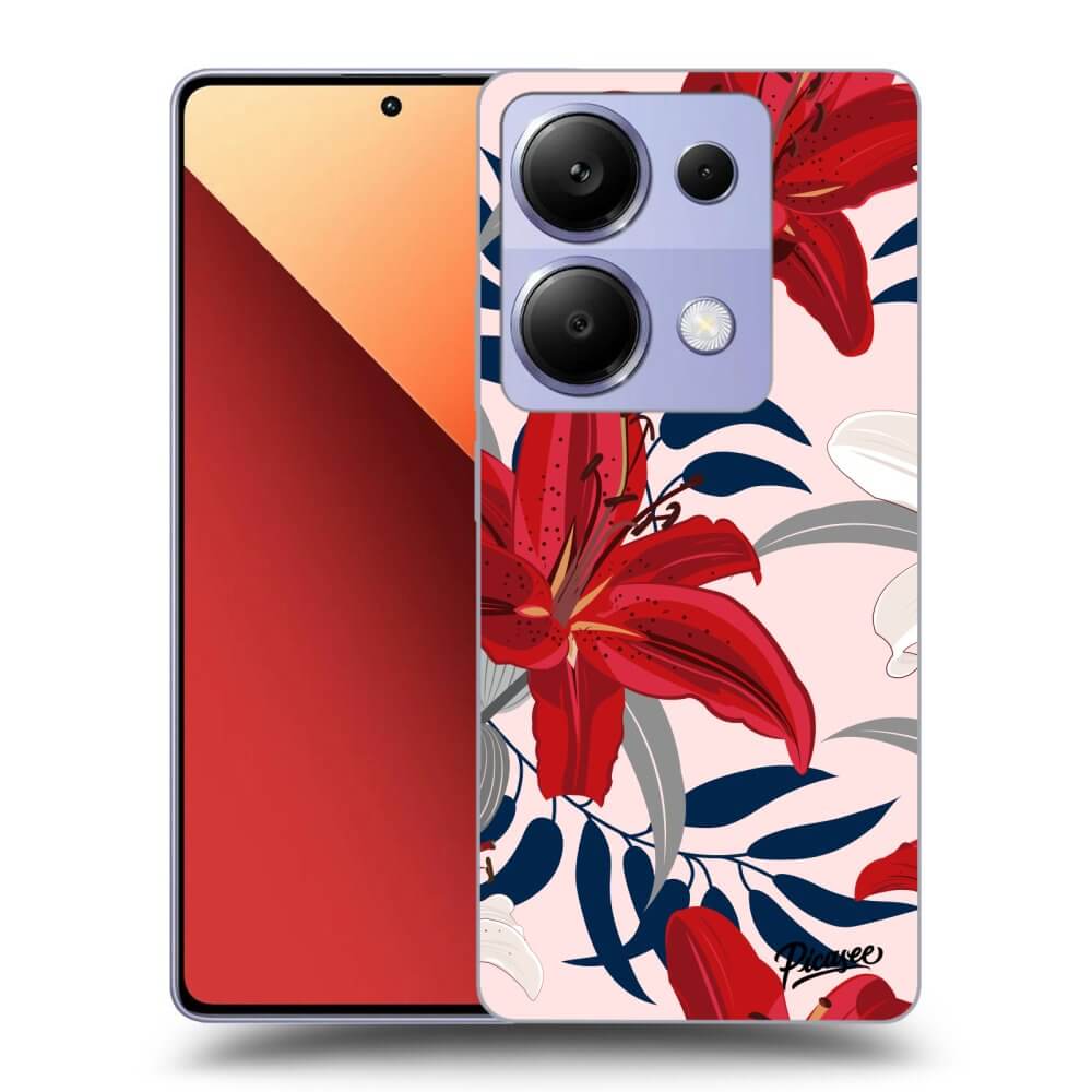 Xiaomi Redmi Note 13 Pro 4G Hülle - Schwarzes Silikon - Red Lily