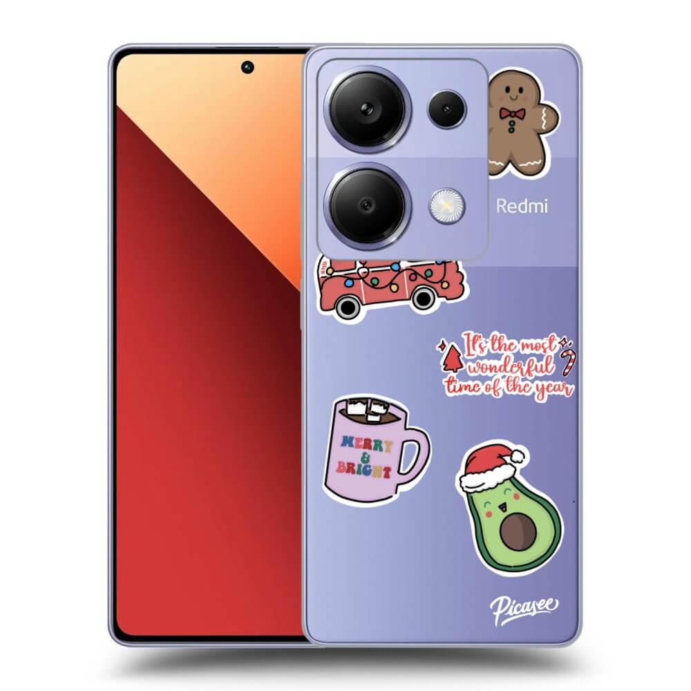 Xiaomi Redmi Note 13 Pro 4G Hülle - Transparentes Silikon - Christmas Stickers