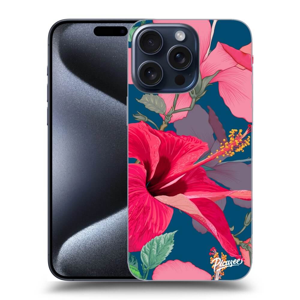 Apple IPhone 16 Pro Max Hülle - Schwarzes Silikon - Hibiscus