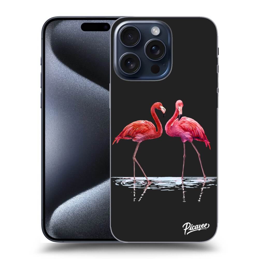 Apple IPhone 16 Pro Max Hülle - Schwarzes Silikon - Flamingos Zu Zweit