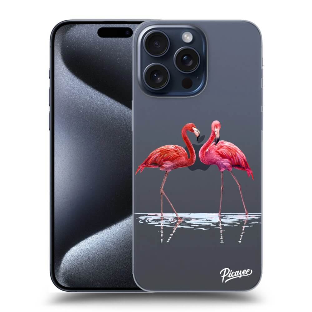 Apple IPhone 16 Pro Max Hülle - Transparentes Silikon - Flamingos Zu Zweit