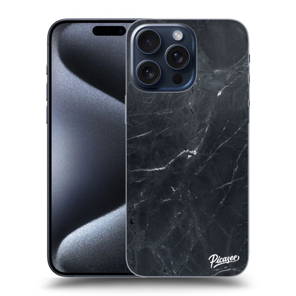 Apple IPhone 16 Pro Max Hülle - Schwarzes Silikon - Black Marble