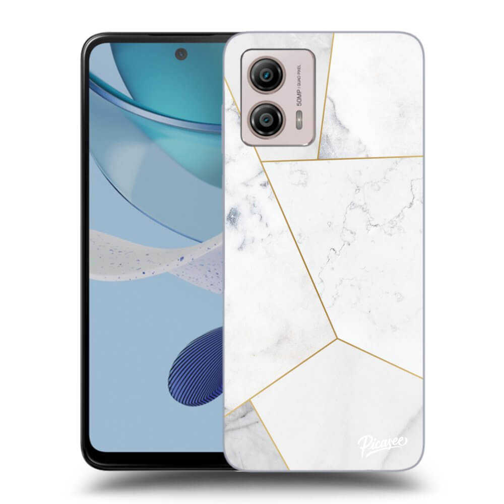 Motorola Moto G53 5G Hülle - Transparentes Silikon - White Tile