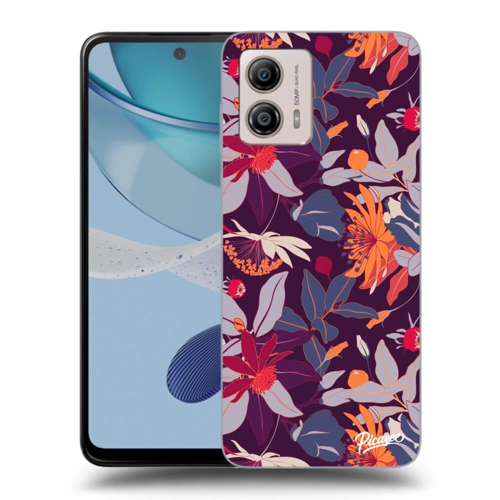 Motorola Moto G53 5G Hülle - Transparentes Silikon - Purple Leaf