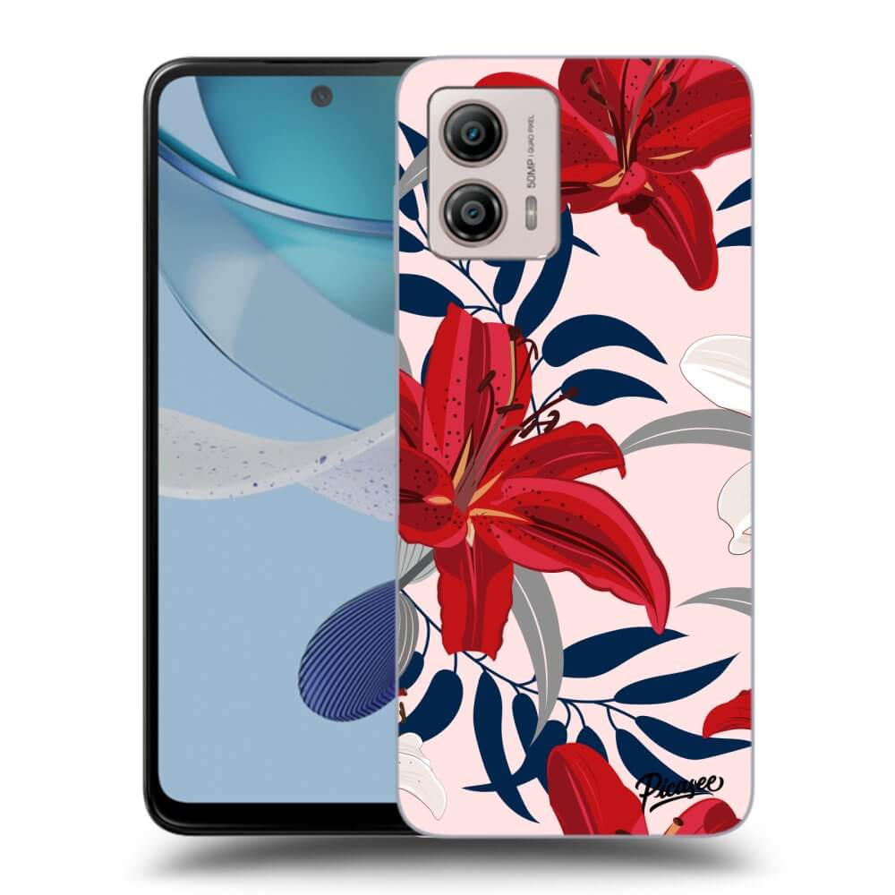 Motorola Moto G53 5G Hülle - Transparentes Silikon - Red Lily