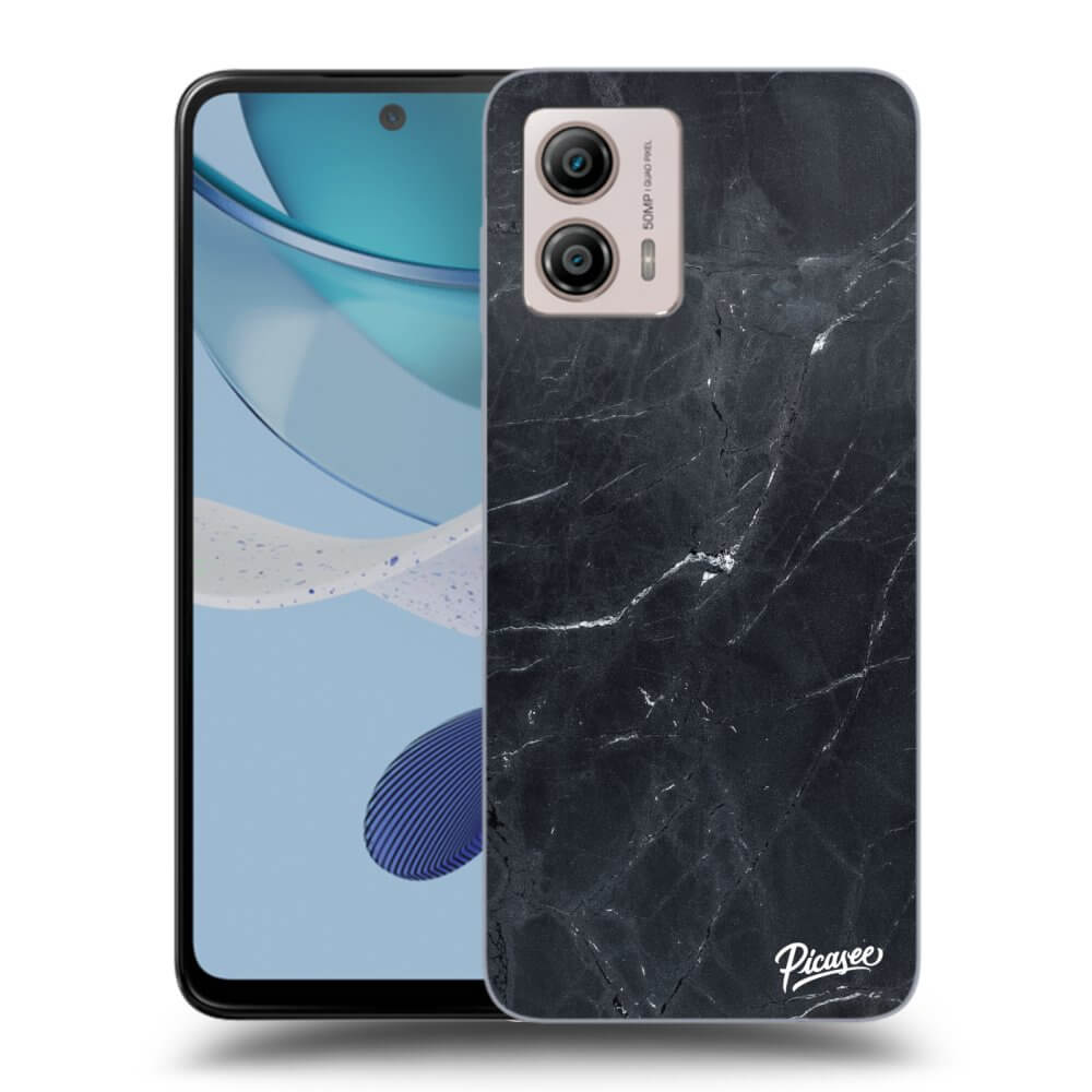 Motorola Moto G53 5G Hülle - Schwarzes Silikon - Black Marble