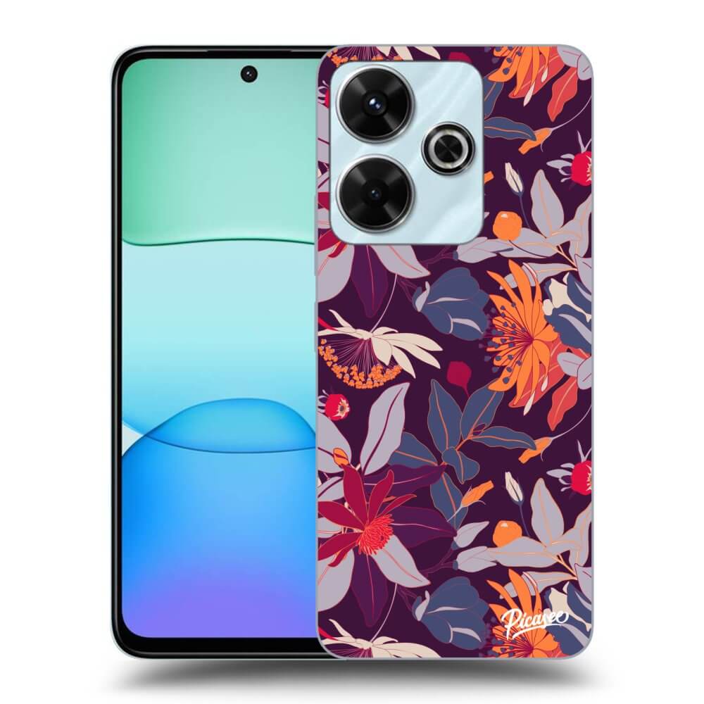 Xiaomi Redmi 13 4G Hülle - Schwarzes Silikon - Purple Leaf