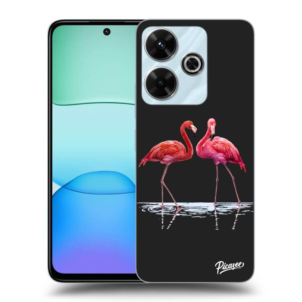 Xiaomi Redmi 13 4G Hülle - Schwarzes Silikon - Flamingos Zu Zweit