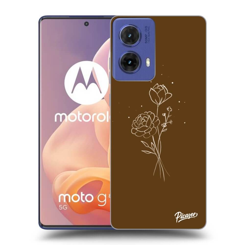 Motorola Moto G85 Hülle - Schwarzes Silikon - Brown Flowers