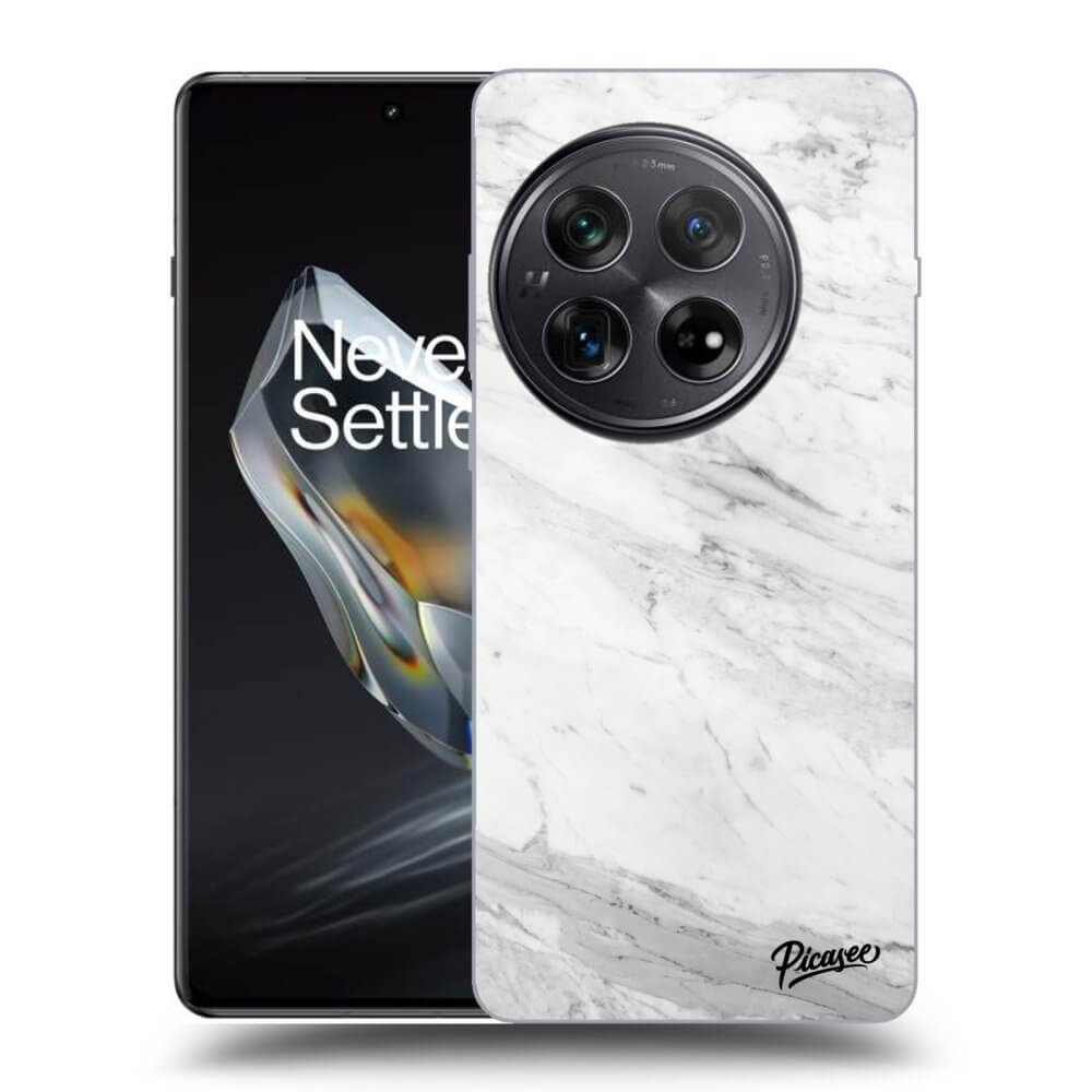 OnePlus 12 5G Hülle - Schwarzes Silikon - White Marble