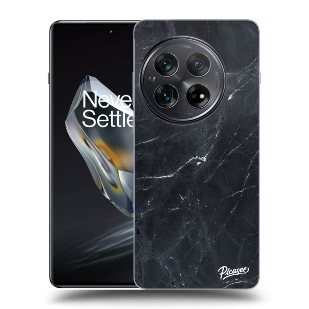 OnePlus 12 5G Hülle - Schwarzes Silikon - Black Marble