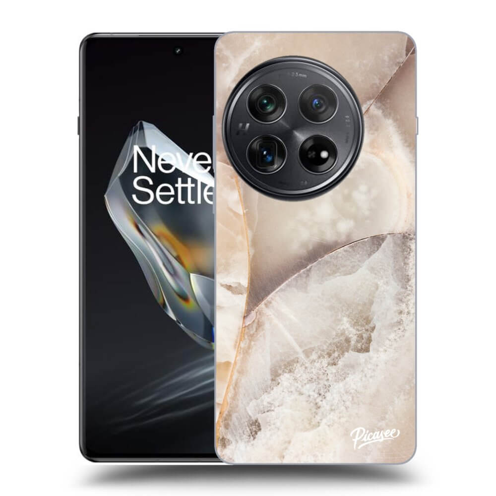 OnePlus 12 5G Hülle - Schwarzes Silikon - Cream Marble