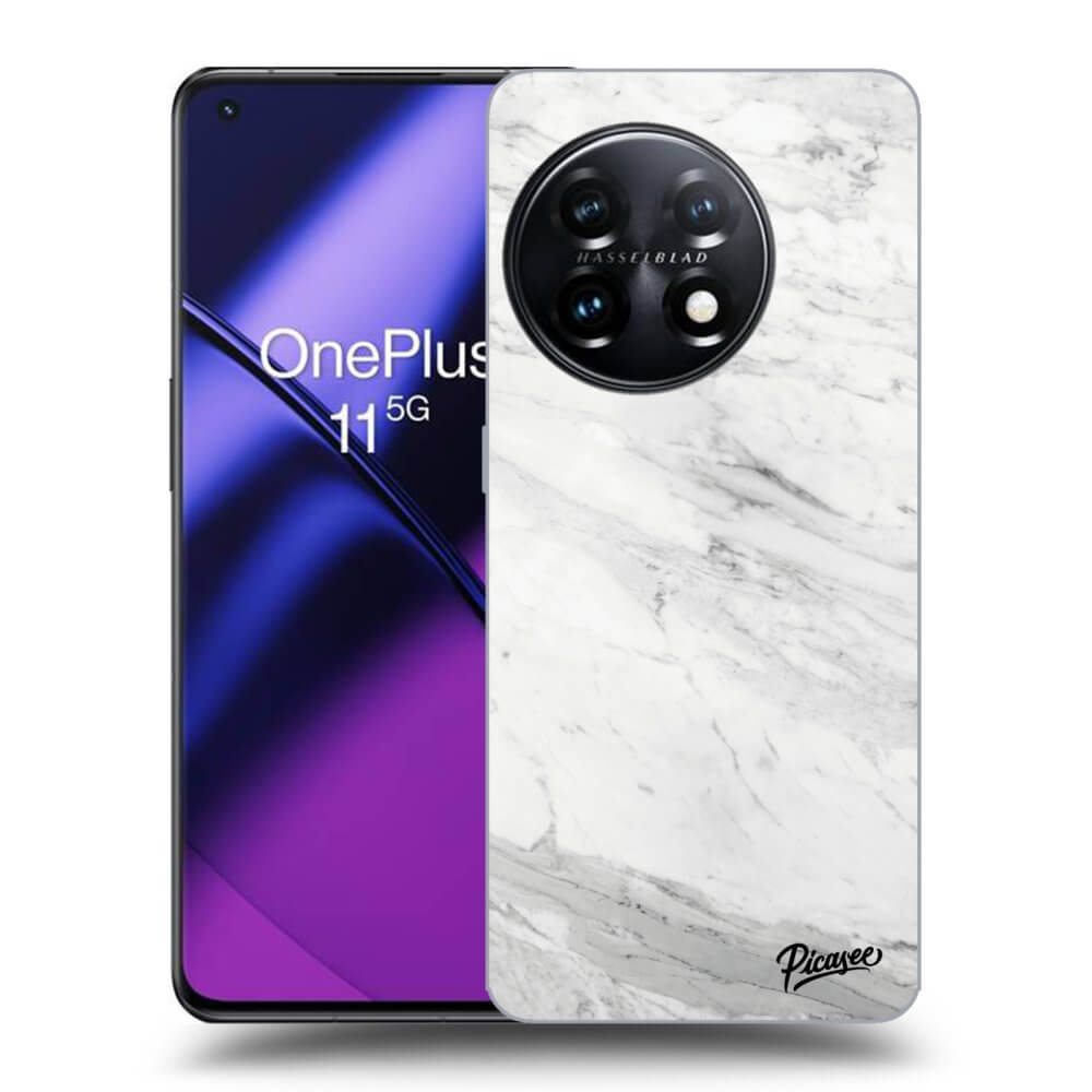 OnePlus 11 5G Hülle - Schwarzes Silikon - White Marble