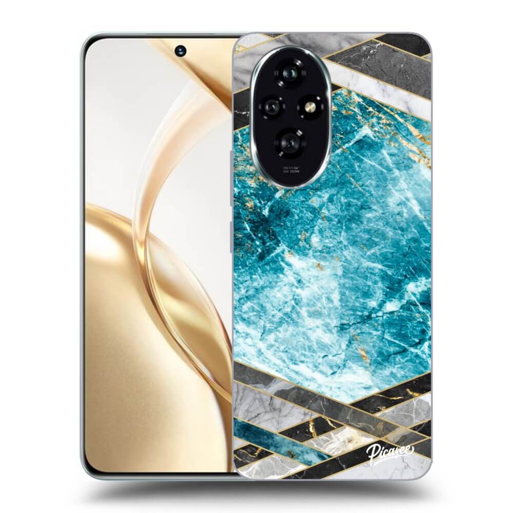 Honor 200 Pro 5G Hülle - Transparentes Silikon - Blue Geometry