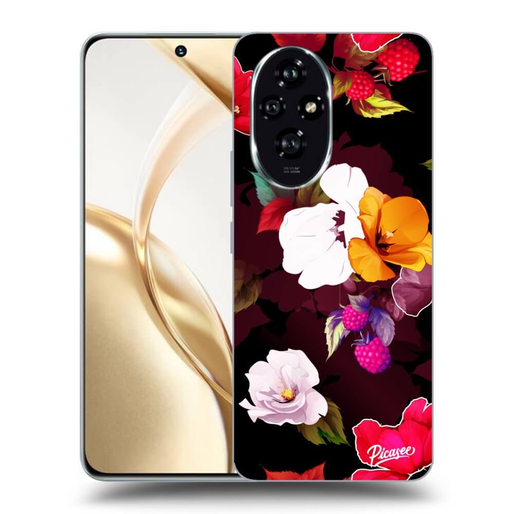 Honor 200 Pro 5G Hülle - Schwarzes Silikon - Flowers And Berries