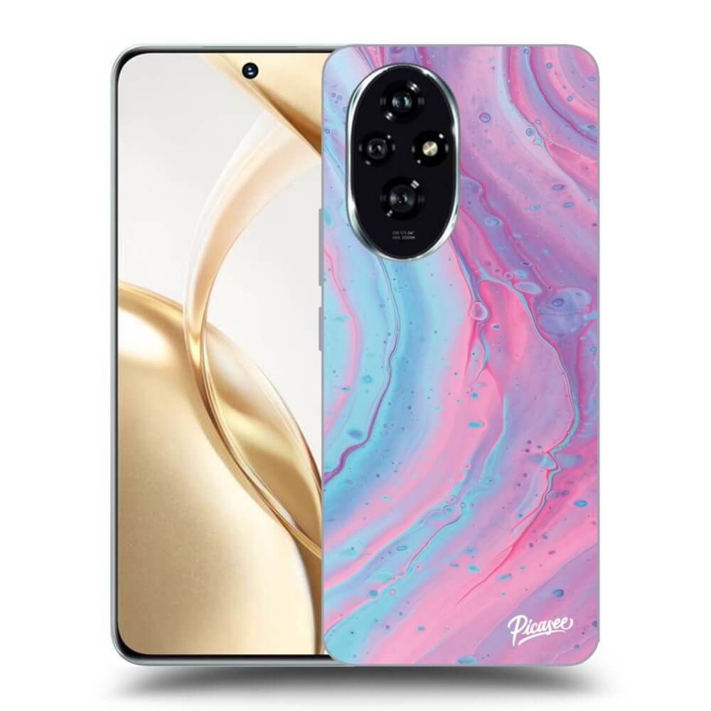 Honor 200 Pro 5G Hülle - Transparentes Silikon - Pink Liquid