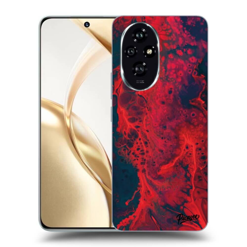 Honor 200 Pro 5G Hülle - Schwarzes Silikon - Organic Red