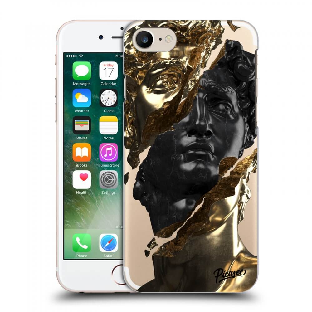 Apple iPhone 7 Hülle - Transparentes Silikon - Gold - Black