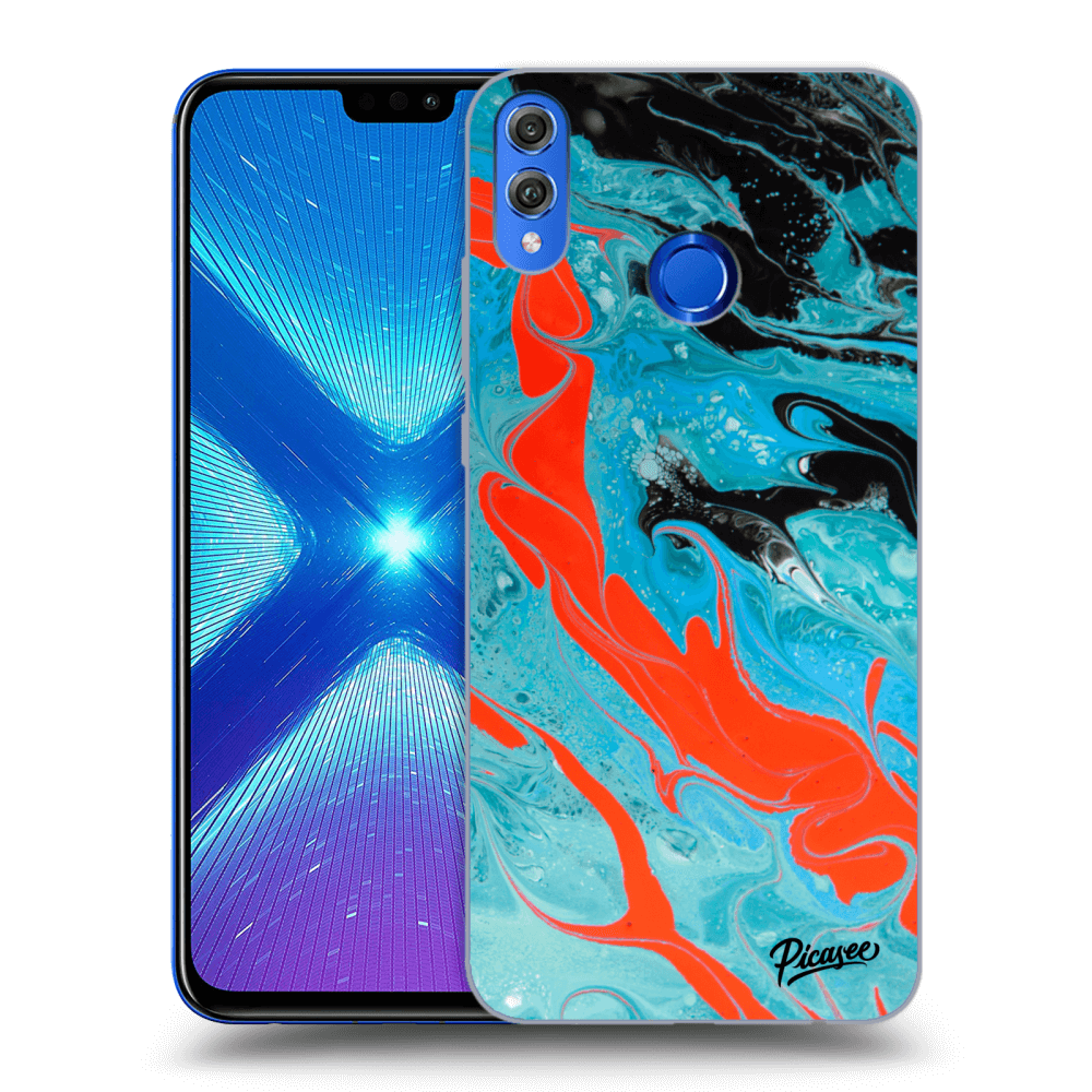 Honor 8X Hülle - Transparentes Silikon - Blue Magma