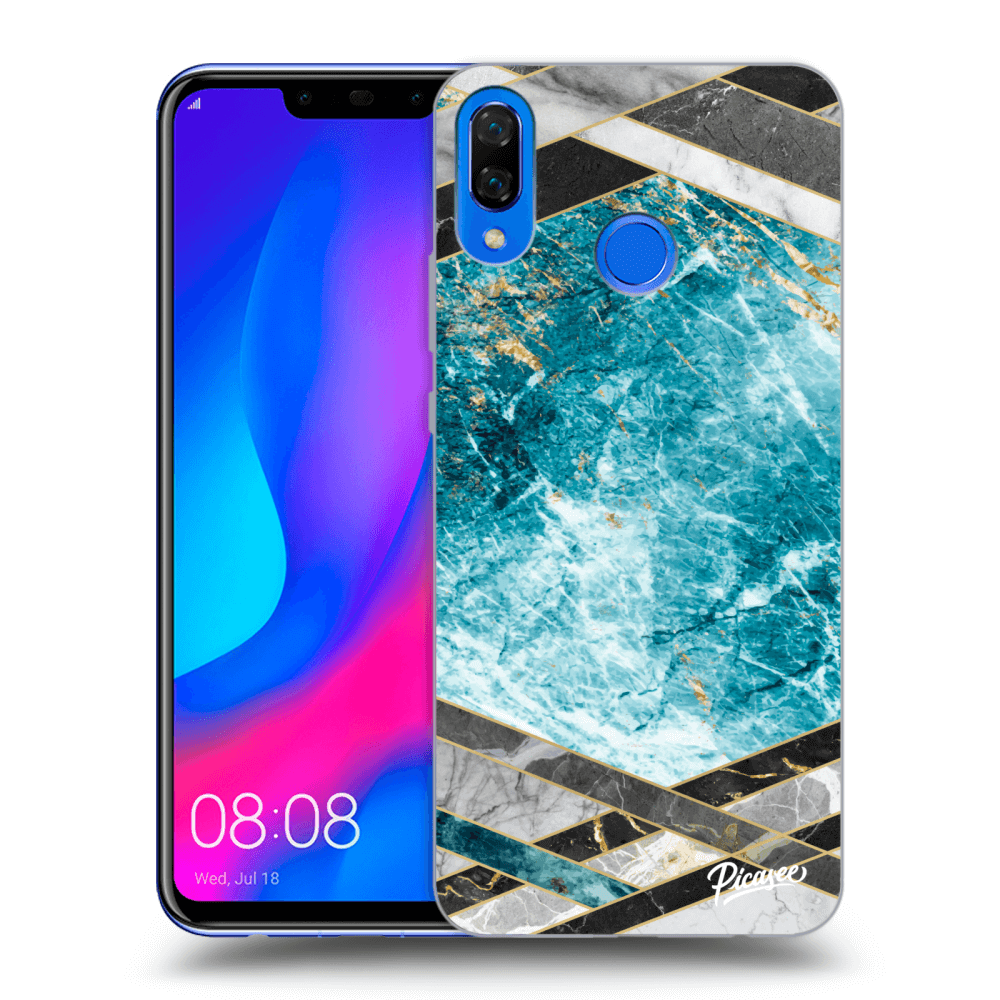 Huawei Nova 3 Hülle - Transparentes Silikon - Blue Geometry