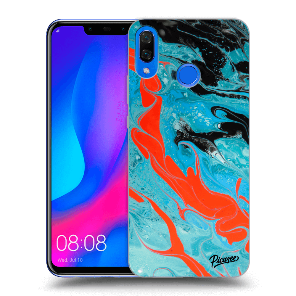 Huawei Nova 3 Hülle - Transparentes Silikon - Blue Magma