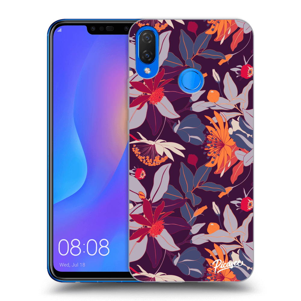 Huawei Nova 3i Hülle - Transparentes Silikon - Purple Leaf