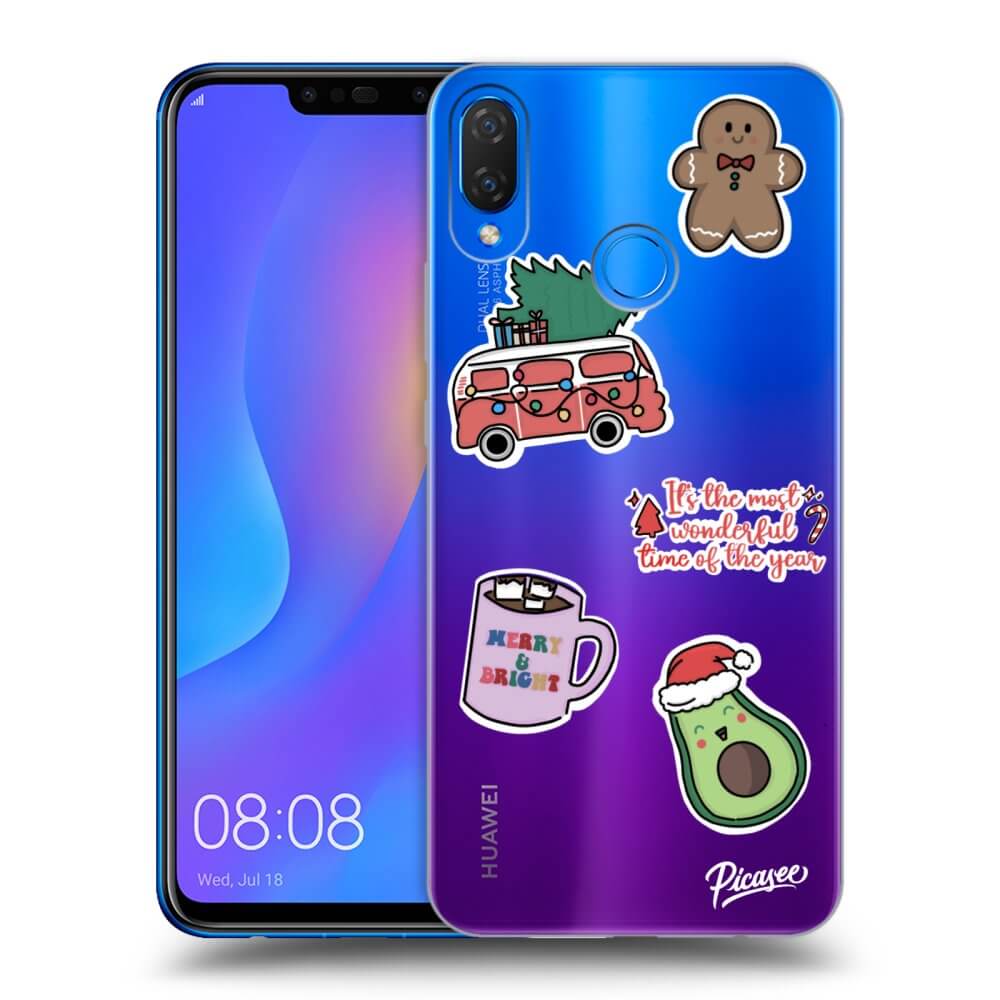 Huawei Nova 3i Hülle - Transparentes Silikon - Christmas Stickers