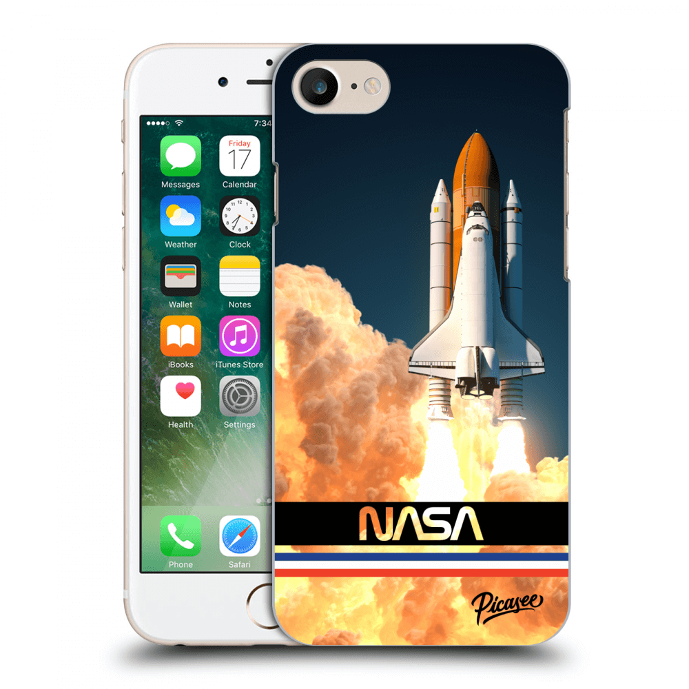 Apple IPhone 8 Hülle - Schwarzes Silikon - Space Shuttle