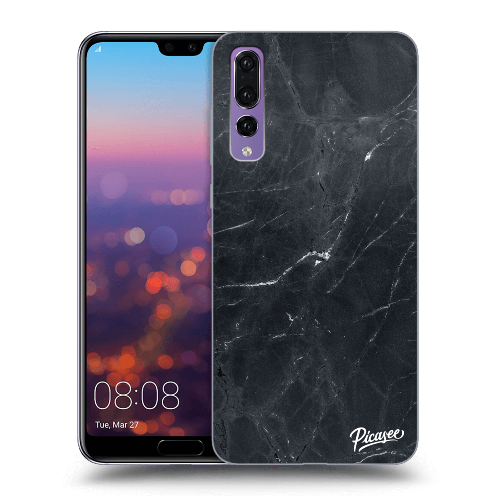 Huawei P20 Pro Hülle - Schwarzes Silikon - Black Marble