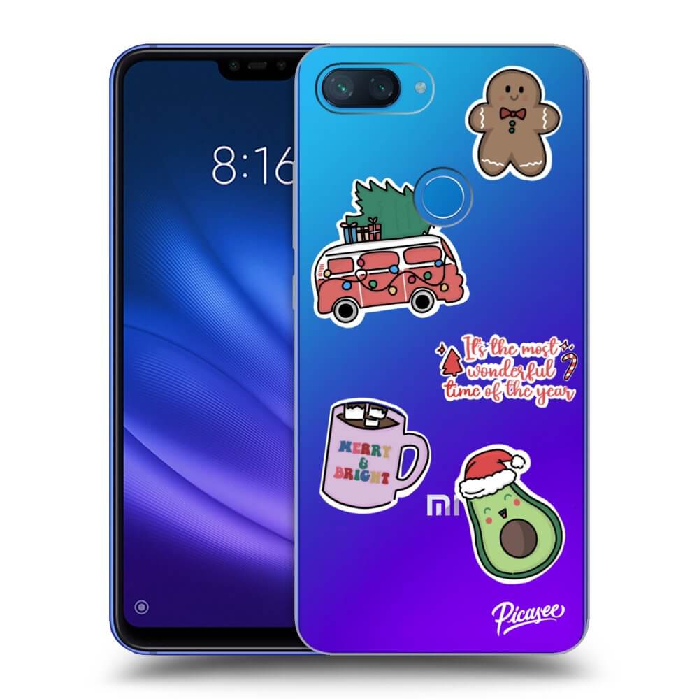 Xiaomi Mi 8 Lite Hülle - Transparentes Silikon - Christmas Stickers