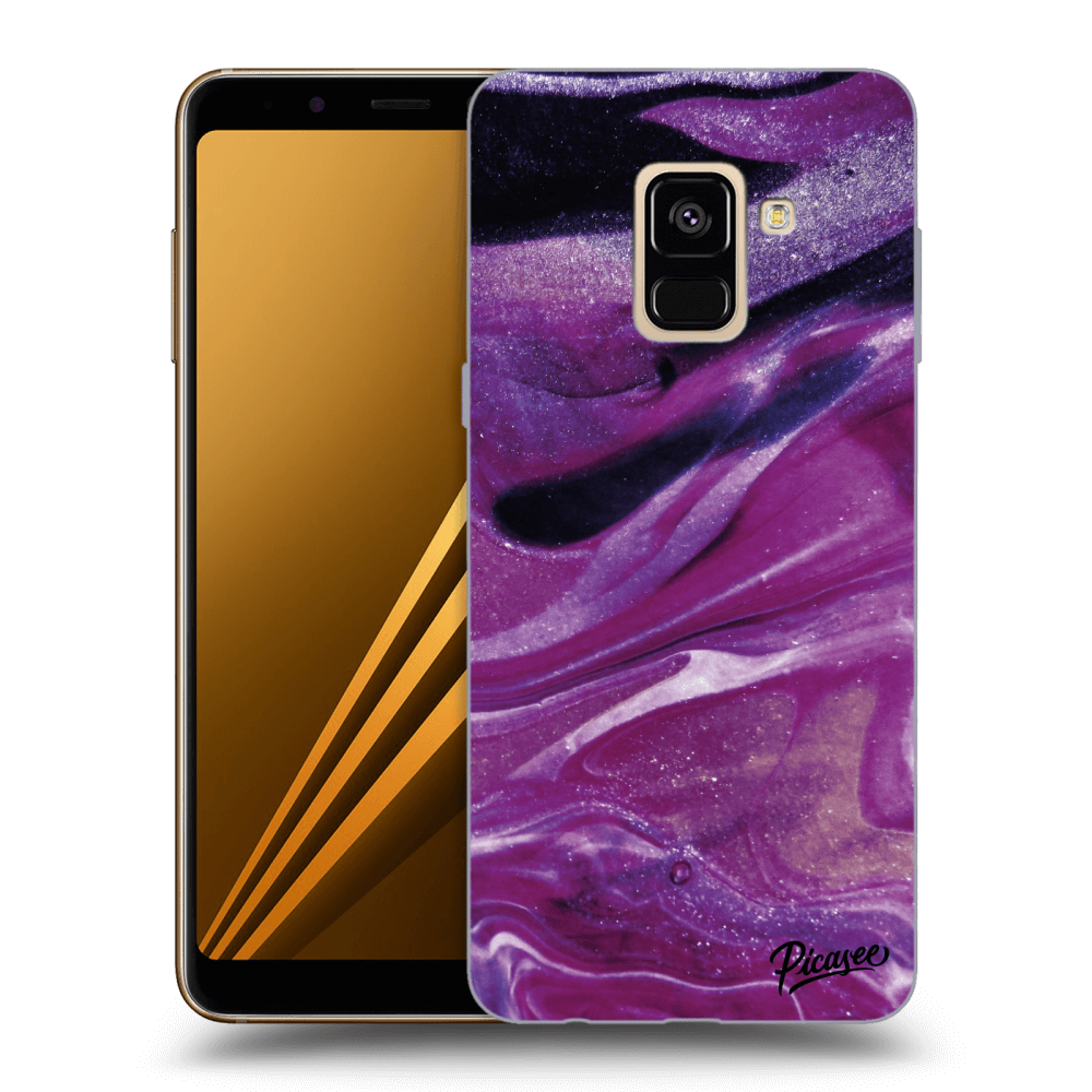 Samsung Galaxy A8 2018 A530F Hülle - Transparentes Silikon - Purple Glitter