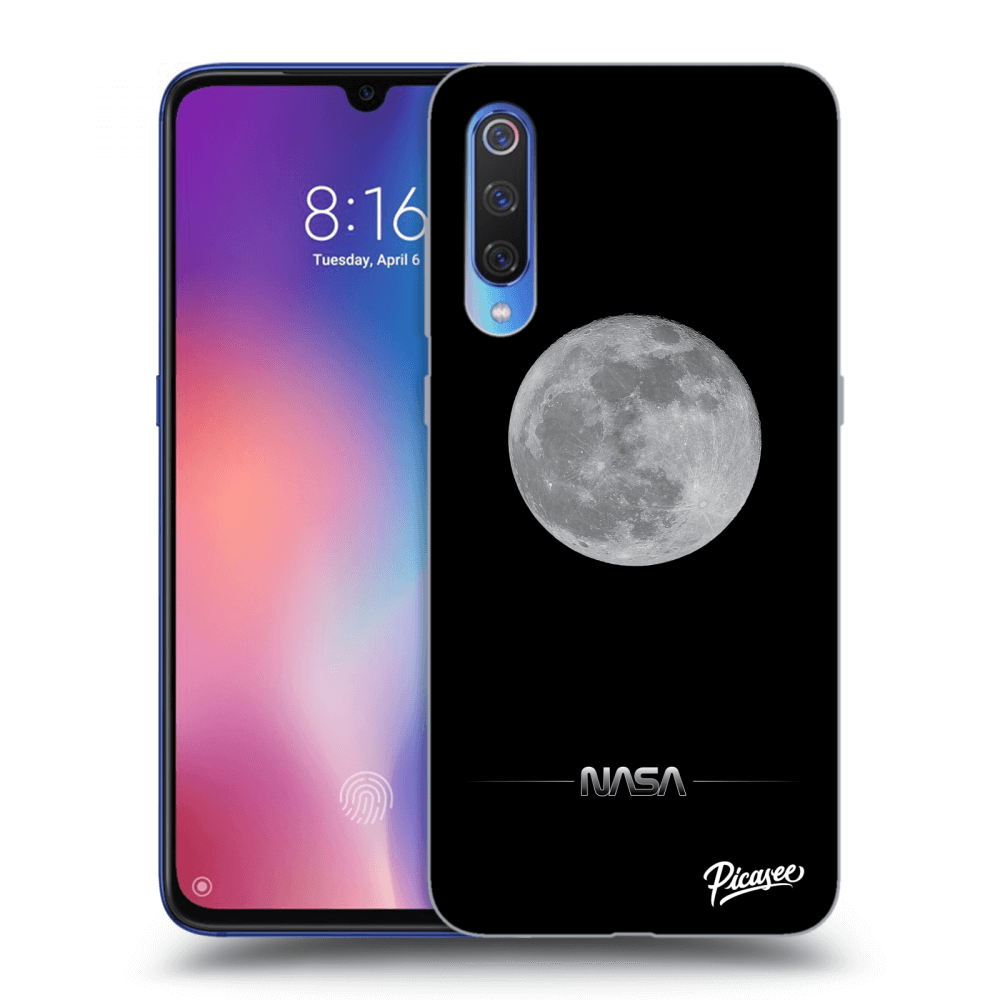 Xiaomi Mi 9 Hülle - Schwarzes Silikon - Moon Minimal