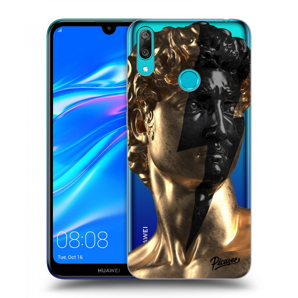 Huawei Y7 2019 Hülle - Transparentes Silikon - Wildfire - Gold