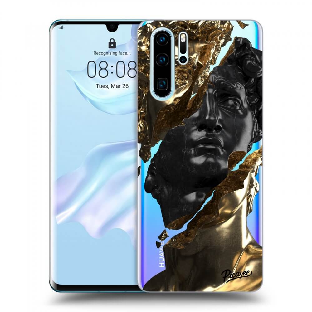 Huawei P30 Pro Hülle - Transparentes Silikon - Gold - Black