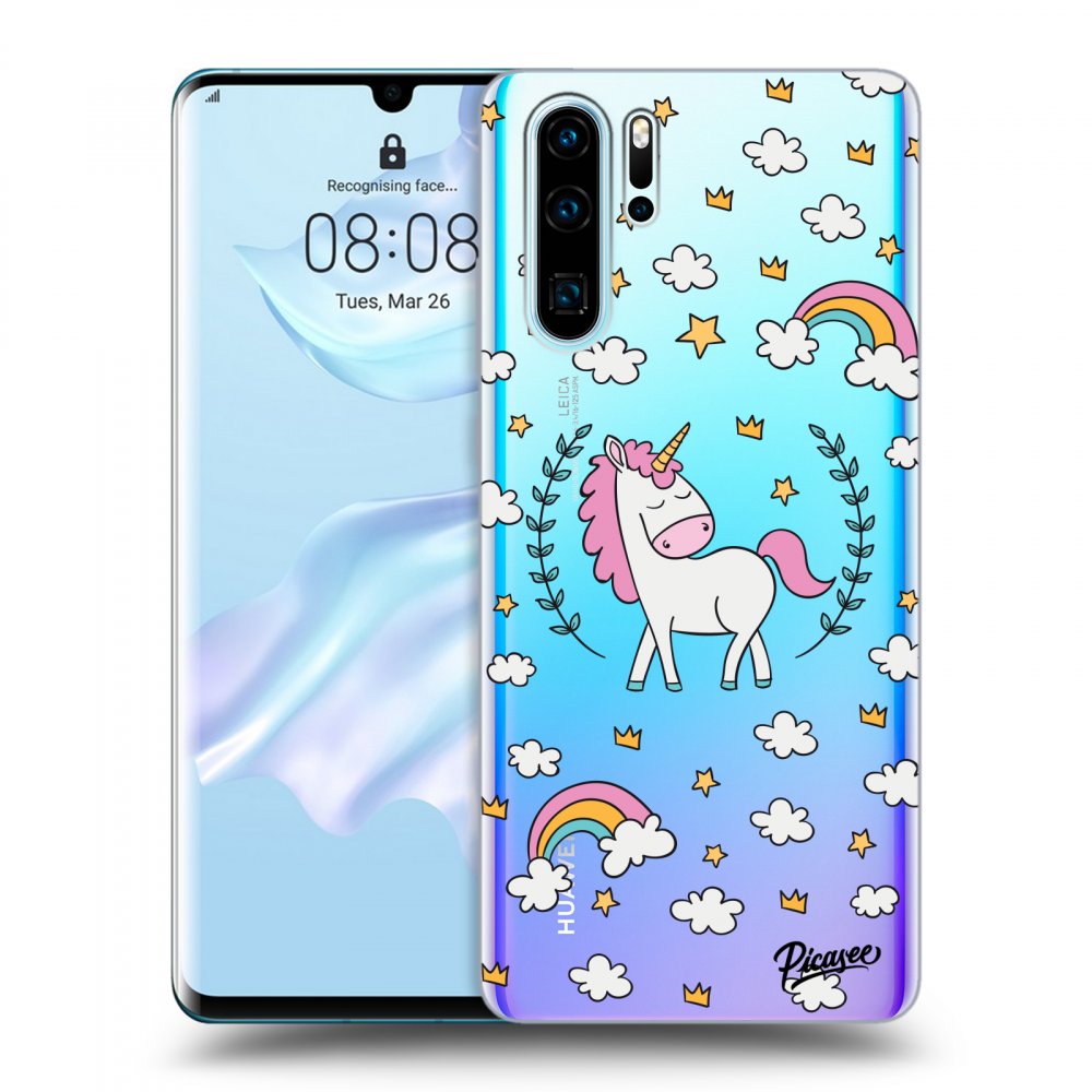 Huawei P30 Pro Hülle - Transparentes Silikon - Einhorn Sternenhimmel