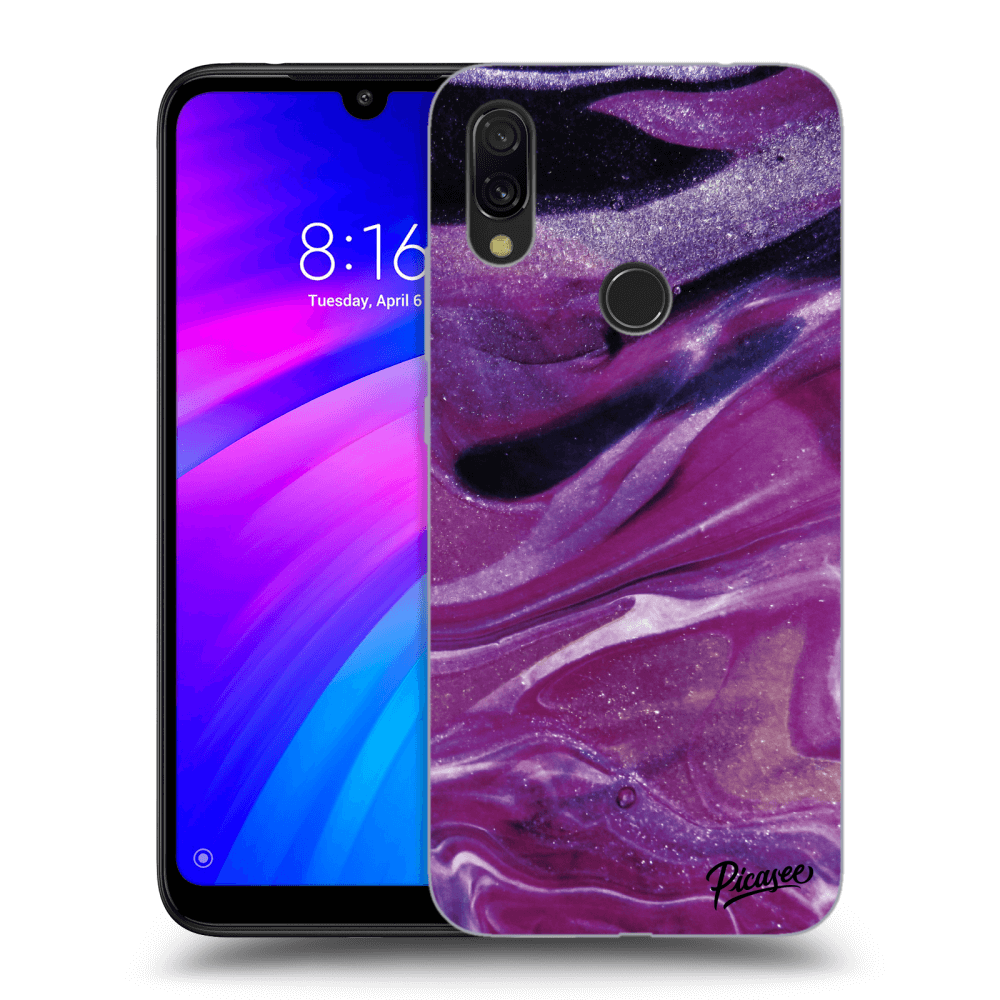Xiaomi Redmi 7 Hülle - Transparentes Silikon - Purple Glitter