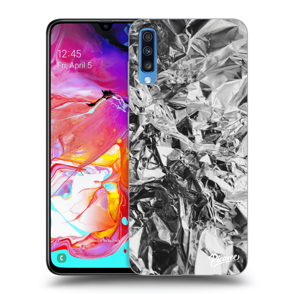 Samsung Galaxy A70 A705F Hülle - Schwarzes Silikon - Chrome